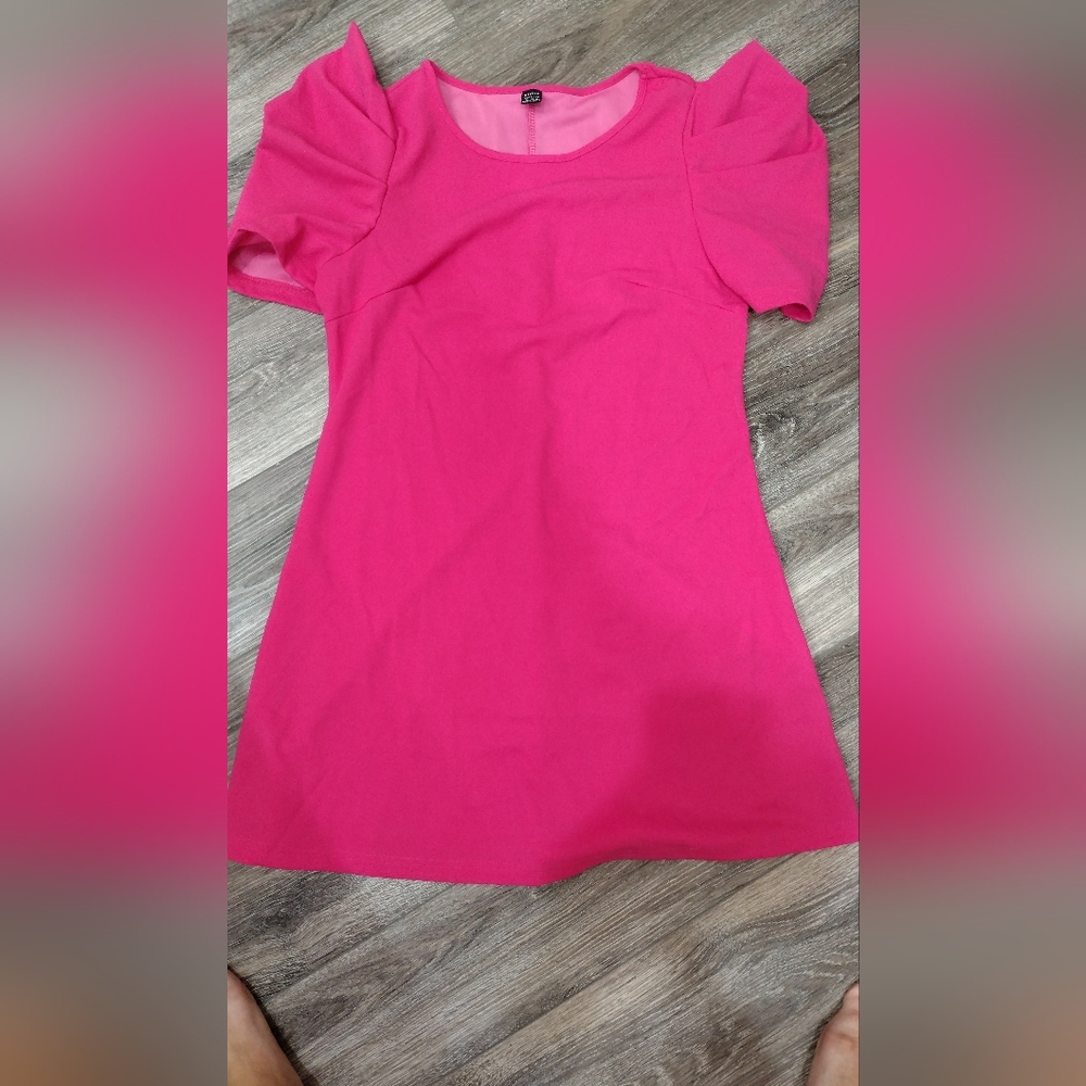 SHEIN Women's Puff Sleeve Hot Pink Dress Size Medium